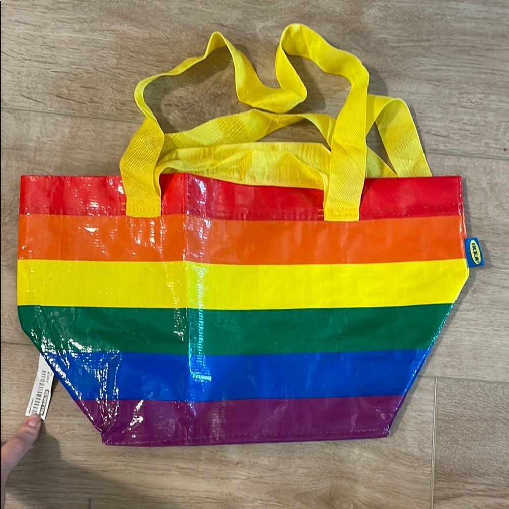 IKEA Rainbow Bag Small Multicolor Stripe Storstomma Tote Bag
